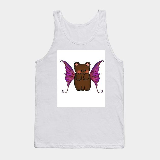 Fairy Teddy Bear with Purple, Pink and Orange Wings Tank Top by Ethereal Vagabond Designs